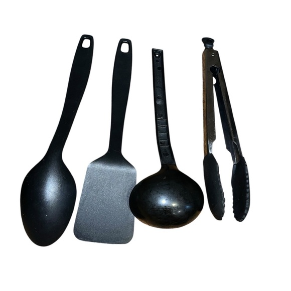 Faberware black tongs ladel serving spoon spatula Cooking Utensils lot nylon - Picture 4 of 4